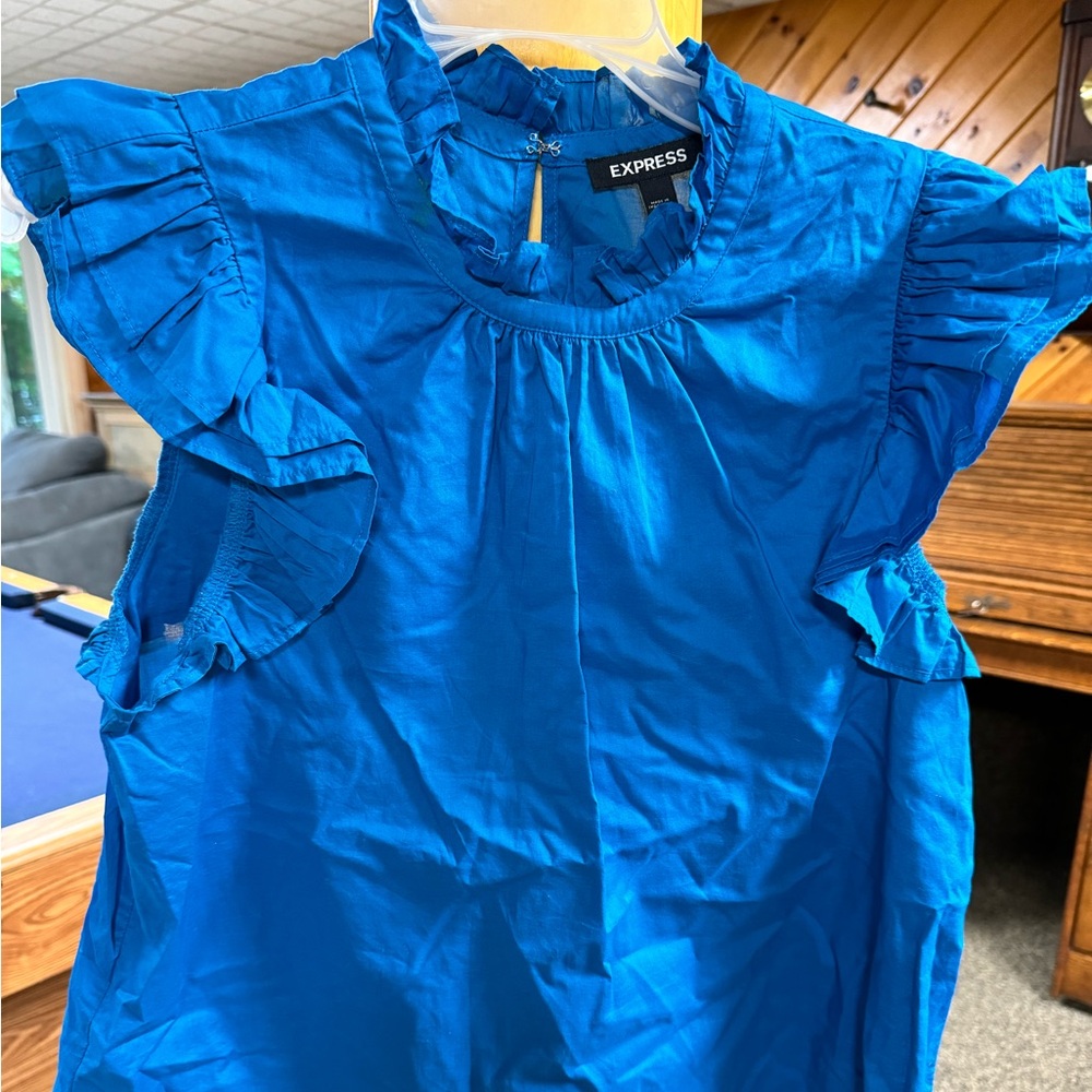 Teal Express Ruffle sleeve Top Size M